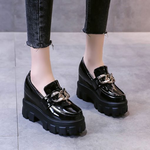main image1Hot Designer Female Penny Shoes Spring 2022 New Genuine Leather Ladies Lazy Shoes Student Platform Slip