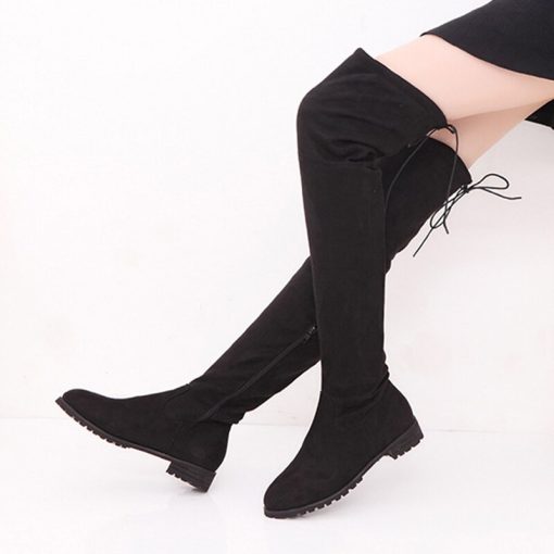 main image1Korean Style Women s Boots Over The Knee Suede Thigh High Long Boots Winter Shoe For
