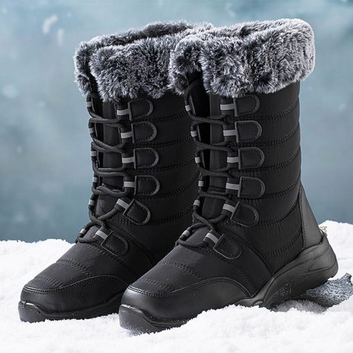 main image1Women Boots 2022 New Winter Boots For Women Super Warm Snow Boots Lace Up Flat Bottine
