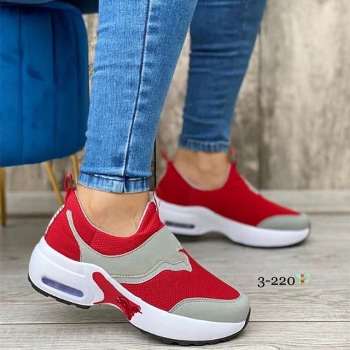 main image1Women s Shoes 2022 Autumn Large Size Round Toe Thick Sole Flying Woven Colorblocking Casual Women