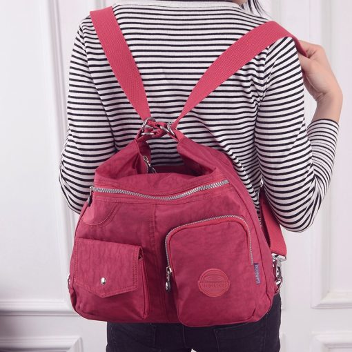 3 in 1 Women Bags Multifunction Backpack Shoulder Bag Nylon Cloth Tote Reusable Shopping Bag Ladys Travel Bag Crossbody Bag