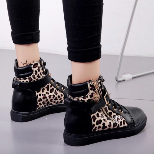 main image2Canvas shoes woman 2020 new women shoes fashion zipper wedge women sneakers high help solid color