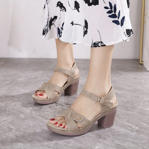 main image2High Heels Sandals Women Summer Shoes Casual Women Sandals Brand Ladies High Heels Mother Shoes Square 1