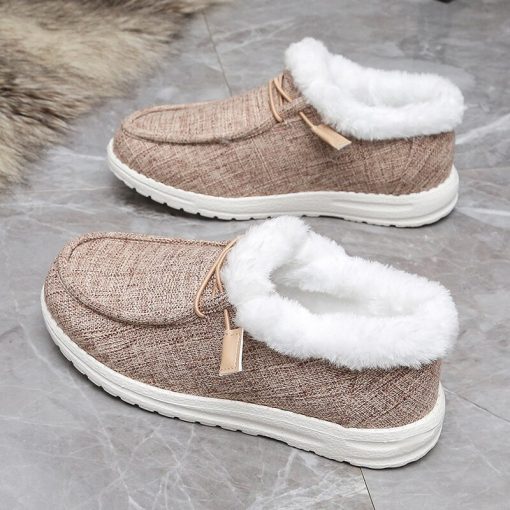 main image2Leopard Print Dude Shoes Women Comfort Flats Slip On Mujer Zapatillas Winter Warm Plush Vulcanize Sneakers