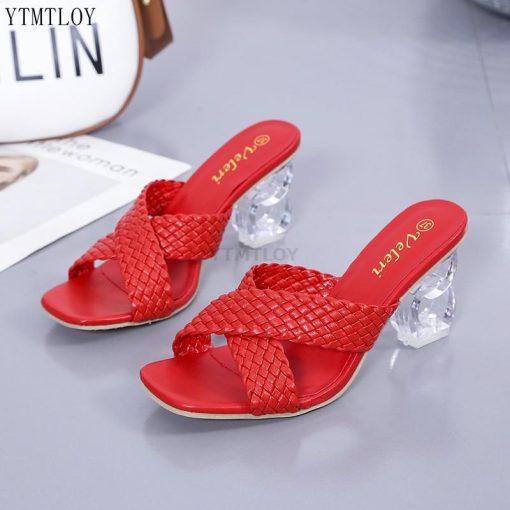 main image2Slippers Women Cross Strap Summer Slides Shoes Ladies Mules Square Toe 2021 Indoor Ytmtloy House Zapatillas