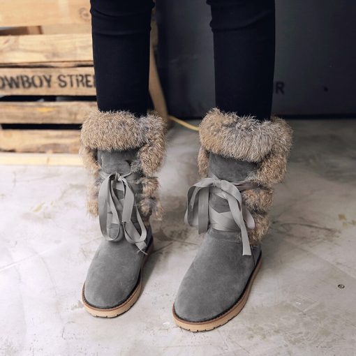 main image2Warm boots thick bottom comfortable rabbit hair boots winter boots cotton boots 40 41 42 43
