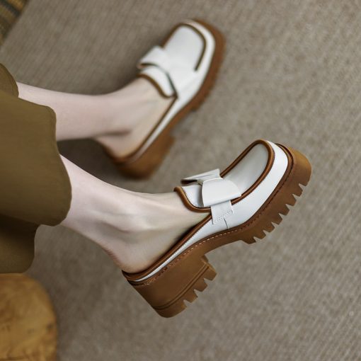 main image2Woman Mules Spring Summer 2022 Fashion Designer Slip on Square Toe Chunky Shoes Women Loafers Ladies
