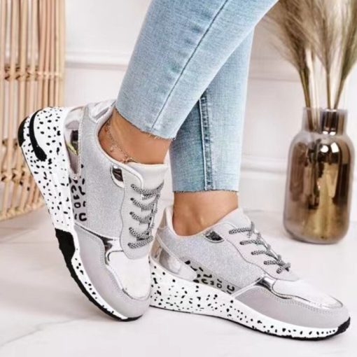 main image2Women Sneakers 2022 Leopard Print Lace Up Women s Vulcanize Shoes Platform Sports Ladies Sneakers Breathable
