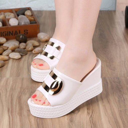 main image2Women s Slippers 2021 Summer New Fish Mouth Wedge Platform Women s Shoes Fashion High Heel