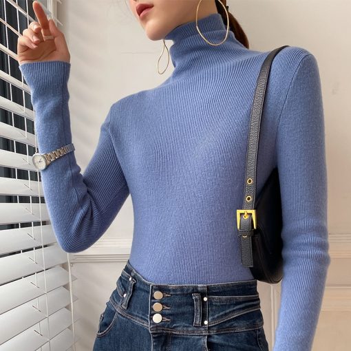 main image32021 Autumn Winter Women Sweater Turtleneck Cashmere Sweater Women Knitted Pullover Fashion Keep Warm New Long