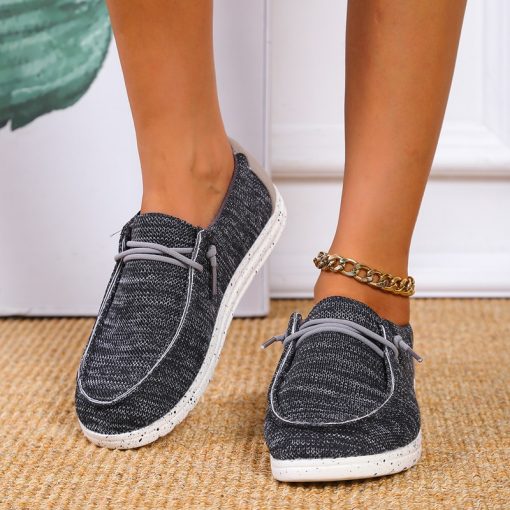 main image32021 New Women Shoes Sneakers Knitted Mesh Dude Flats Large Size Ladies Slip on Mujer Zapatill