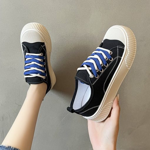 Canvas Shoes for Women 2022 Autumn Women's Casual Shoes Retro Low-top Sneakers women's Round Toe Cross Strap Casual Flat Shoes