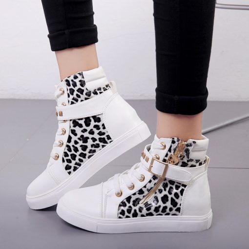 main image3Canvas shoes woman 2020 new women shoes fashion zipper wedge women sneakers high help solid color