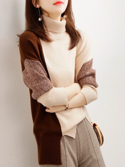 main image3Fashion Tops 2022 Women Korean Fashion Autumn Winter New Turtleneck Sweater Loose Long Sleeve Knitted Sweater