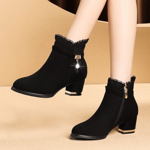 main image3Plus Size 35 43 Winter Casual Women Pumps Warm Ankle Boots Waterproof High Heels Snow 2020