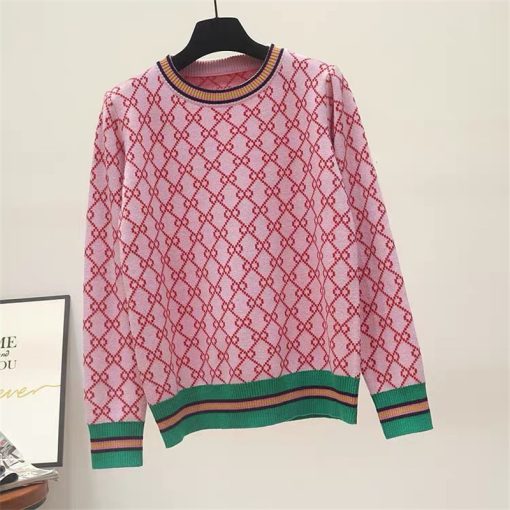 main image3SAYTHEN Autumn And Winter New Loose Knit Sweater Korean Style Pullover Round Neck Geometric Clash Jacquard