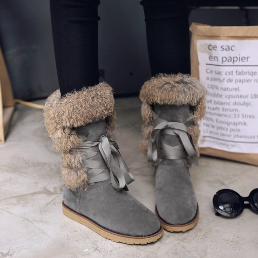 main image3Warm boots thick bottom comfortable rabbit hair boots winter boots cotton boots 40 41 42 43