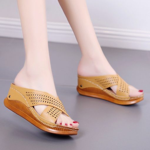 main image3Women Wedges Slippers Sandals Summer Shoes Woman Platform Sandals Cut out Style Soft Sole Slip on