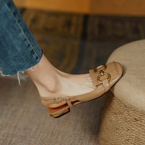 main image3Women s Sandals 2022 New Summer Fashion Leather Low Heel Square Toe Sexy Casual Flat Baotou