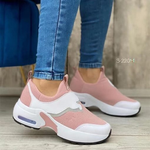 main image3Women s Shoes 2022 Autumn Large Size Round Toe Thick Sole Flying Woven Colorblocking Casual Women