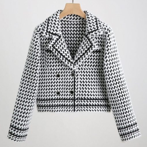 main image3Xiaoxiangfeng houndstooth coat women s autumn and winter new Korean version fashion retro slim casual knitted