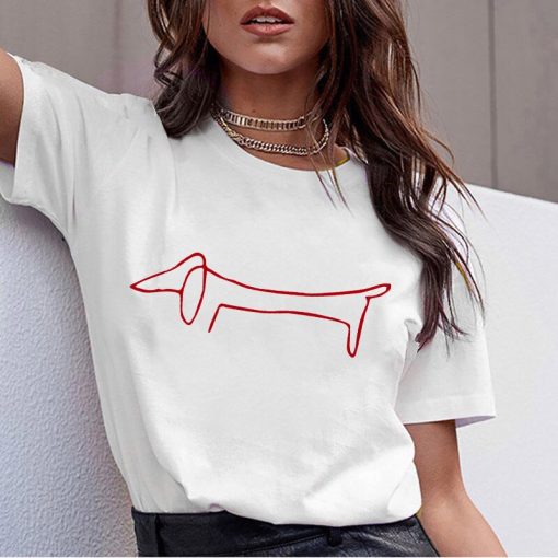 main image4Dachshund Pug Teckel Funny T Shirt 2021 Summer Women Harajuku Cute dog T shirt Pit Bull