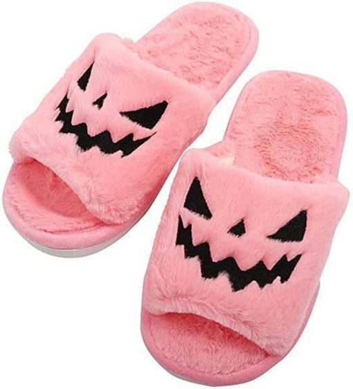 main image4Halloween Pumpkin Lantern Slippers 2022 Autumn Soft Furry Comfort Closed Toe Slides Women Size 43 Outdoor