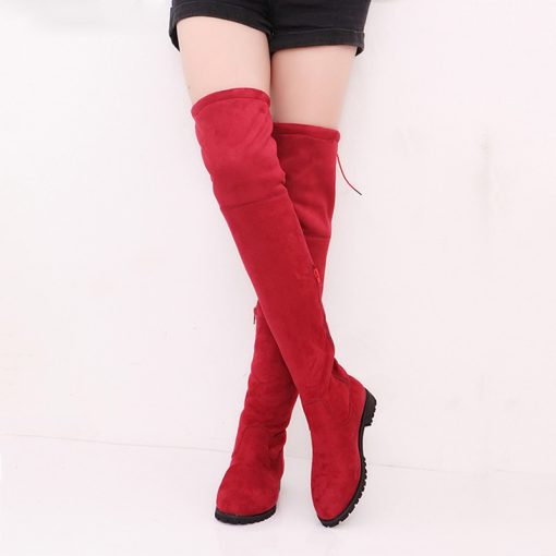 main image4Korean Style Women s Boots Over The Knee Suede Thigh High Long Boots Winter Shoe For