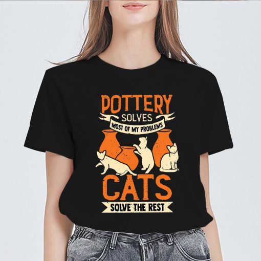 main image4New Womens Black T shirt Casual Round Neck Tshirt femme Tops potter cats Printed 90s Graphics
