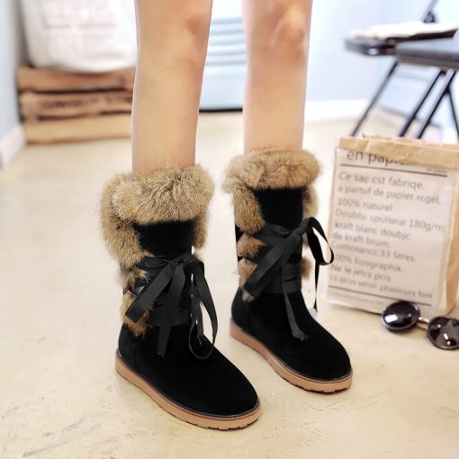 main image4Warm boots thick bottom comfortable rabbit hair boots winter boots cotton boots 40 41 42 43