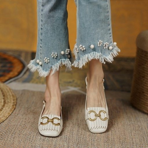 main image4Women s Sandals 2022 New Summer Fashion Leather Low Heel Square Toe Sexy Casual Flat Baotou