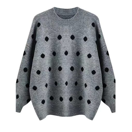 main image4wave point thickened round neck pure woolen sweater woman autumn winter lazy loose cashmere knit sweater