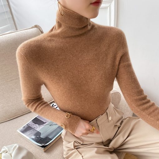 main image52021 Autumn Winter Women Sweater Turtleneck Cashmere Sweater Women Knitted Pullover Fashion Keep Warm New Long