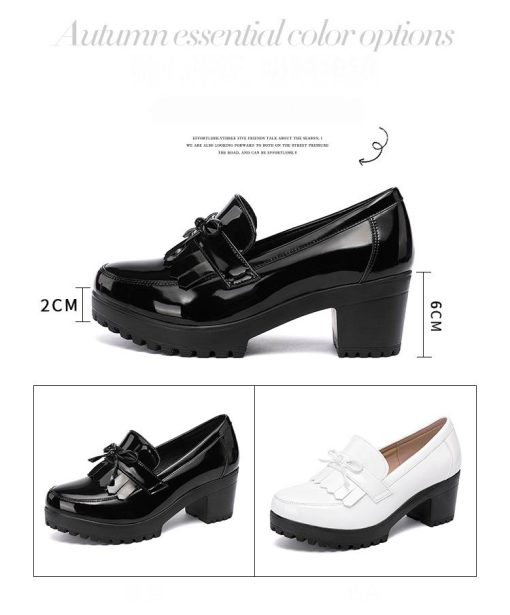 main image5Comemore Female Pumps Spring Slip on Tassels Medium Heels Oxford Women Shoes Woman Party Patent Leather