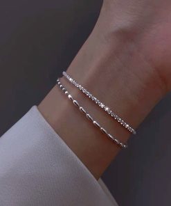 New Fashion 925 Sterling Silver Double Layer Bracelet Beads Exquisite Simple Women Bracelet Fine Jewelry Accessories