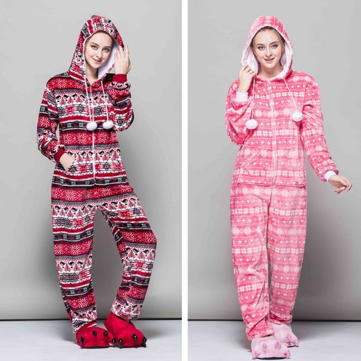 Women's Jumpsuit Flannel Pajamas For Girl Pijama Warm Teenager Sleepwear Christmas Underwear Overalls Women's Christmas Home Clothes