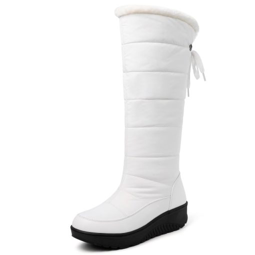 Hot Winter Snow Boots Women Warm Fur Plush Winter Shoes Casual Wedge Knee High Boots Girls Black White Shoes Ladies Waterproof