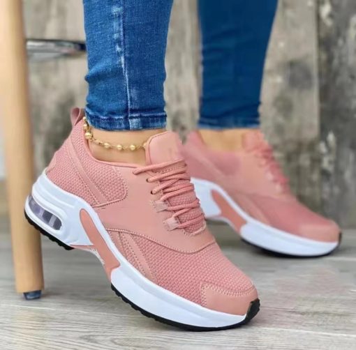 Ladies Sneakers Spring and Autumn New Lace Up Wedge Platform Shoes 2022 Ladies Outdoor Fashion Air Cushion Casual Running Shoes