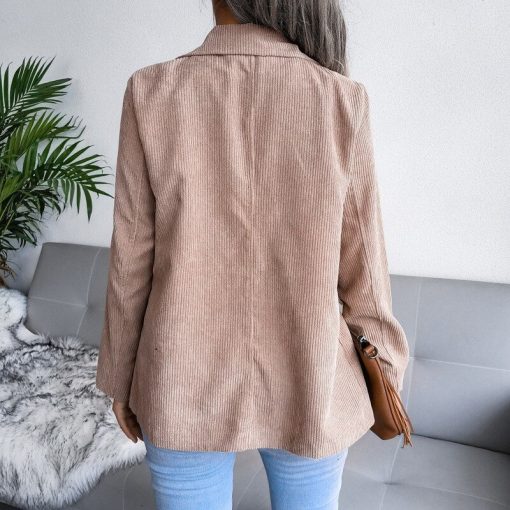 Double-breasted Suit Jacket Corduroy Coats Women Jackets Thick Women Clothing Slim Tops America Autumn and Winter Clothes