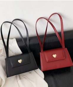 Retro Women Portable Small Square Shoulder Bags Red Wine Ladies Underarm Bag Vintage PU Leather Female Tote Purse Handbags