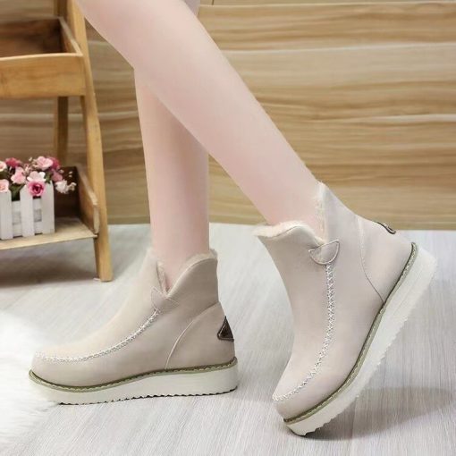 Winter Warm Ladies Fashion Casual Cotton Shoes Women Flats Non Slip Comfortable Snow Ankle Boots Botas Femininas Plus Size 35-43