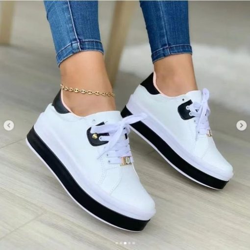 Women’s Casual Vulcanized Sneakersvariant image0Casual Sneakers Women s 2022 Fashion Plus Size 43 Ladies Casual Vulcanized Shoes Lace Up Thick