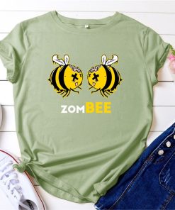 Women’s Cute Bee Print Casual Tees Shirtsvariant image0Women Cute Bee Printed Graphic Cotton T Shirt Summer O Neck Short Sleeve Casual Tees Female