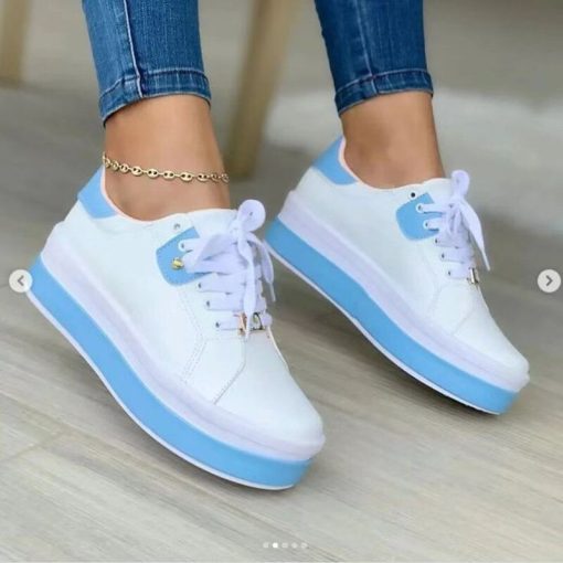 Women’s Casual Vulcanized Sneakersvariant image1Casual Sneakers Women s 2022 Fashion Plus Size 43 Ladies Casual Vulcanized Shoes Lace Up Thick