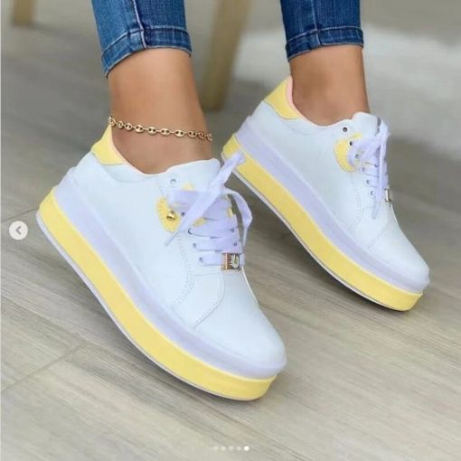 Women’s Casual Vulcanized Sneakersvariant image3Casual Sneakers Women s 2022 Fashion Plus Size 43 Ladies Casual Vulcanized Shoes Lace Up Thick
