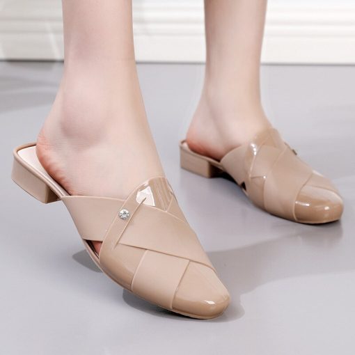 Women’s Summer Low Heel Slip-On Slippersvariant image3Comemore 2022 Summer Low Heel Mules Shoes Thick Heel Toe Half Slippers Sandals Casual Flip Flop
