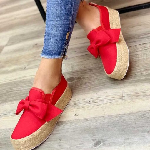 Women’s Thick Sole Butterfly Knot Shoesvariant image42022 Autumn Women Flats Shoes Platform Sneakers Slip On Big Bow Ladies Loafers Moccasins Casual Shoes