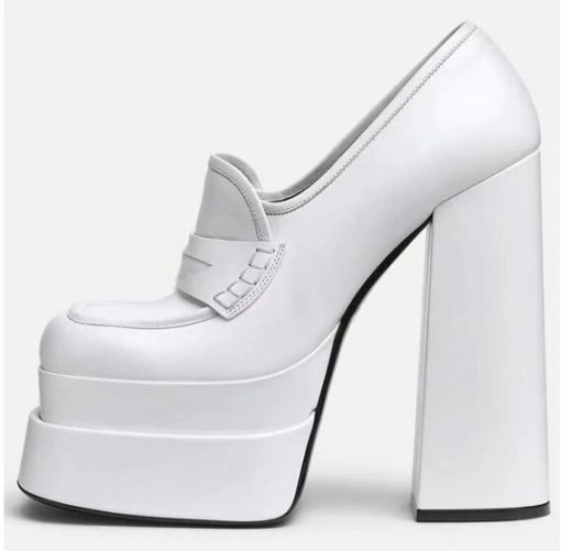 variant image0High Heels Shoes for Women Thick Heeled Round Head Single Shoe Woman Pumps Sexy Nightclub PU