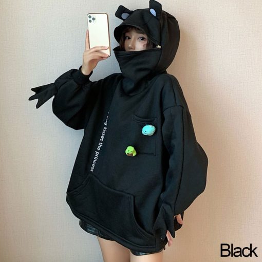 variant image0Hot Fashion Women Hoodie Frog Pullover Winter Sense Hooded Casual Sweatshirt Autumn Embroidery Loose Top Doll