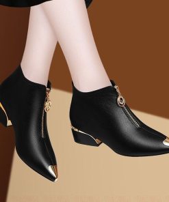 variant image0Top Brand Plus Velvet Short Boots Women Autumn and Winter 4cm High Heels 2021 New Metal